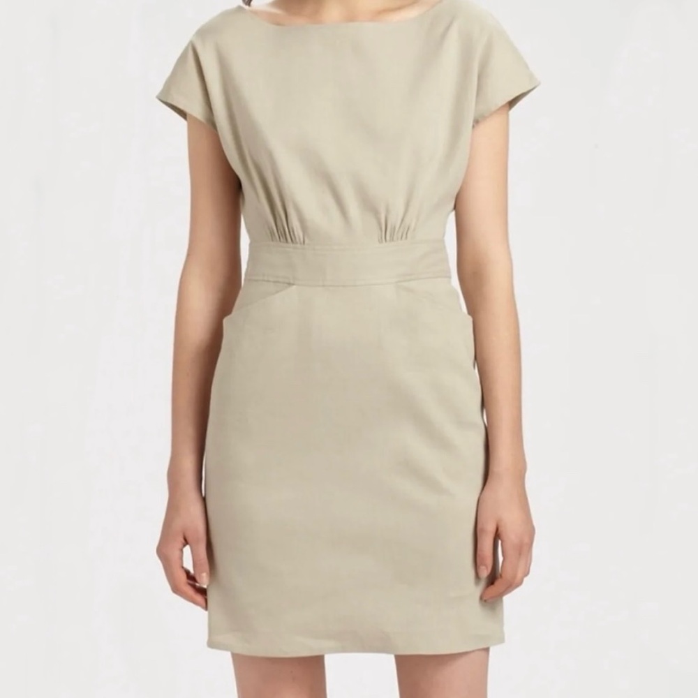 Theory Anderson Shellback Linen Dress, Flax, Size 2